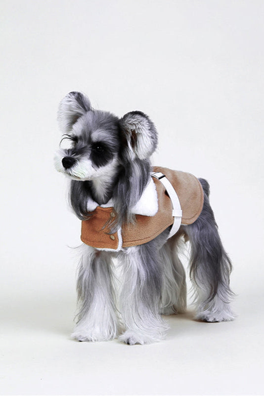 PAWSMOMENT Wool-Blend Dog Cape Coat - Brown