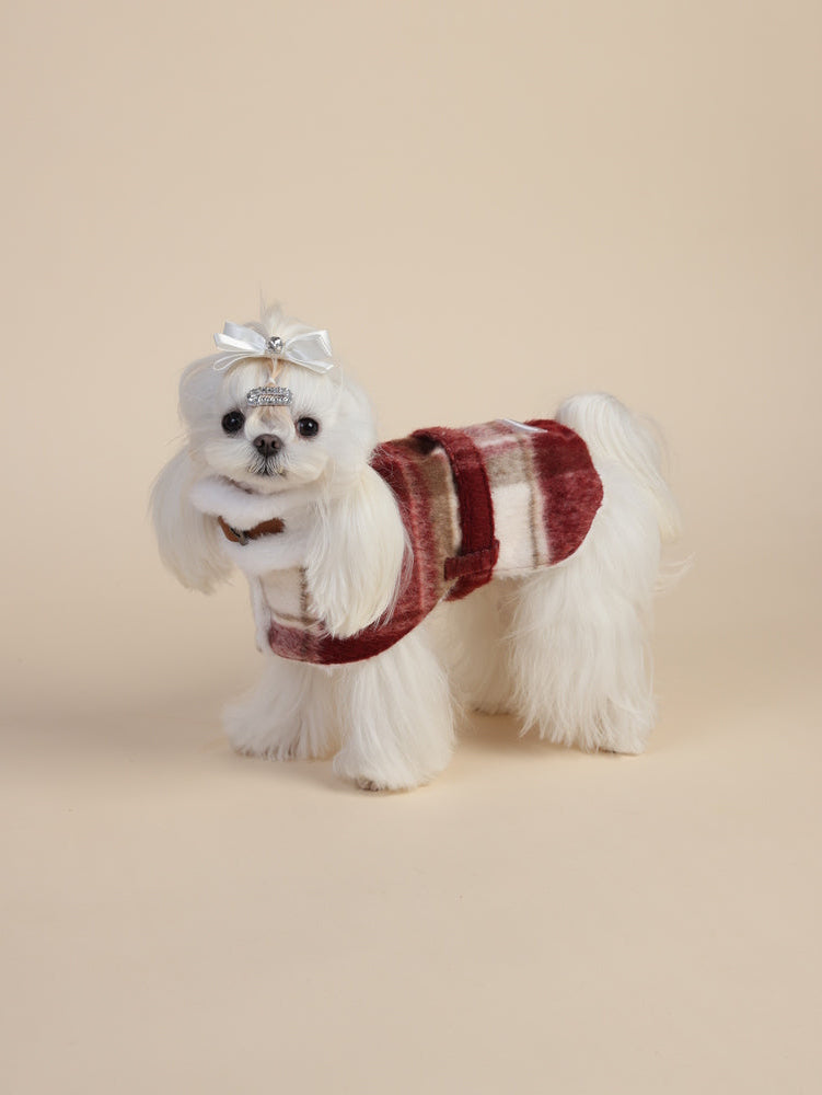 PAWSMOMENT Wool-Blend Dog Cape Coat - Red