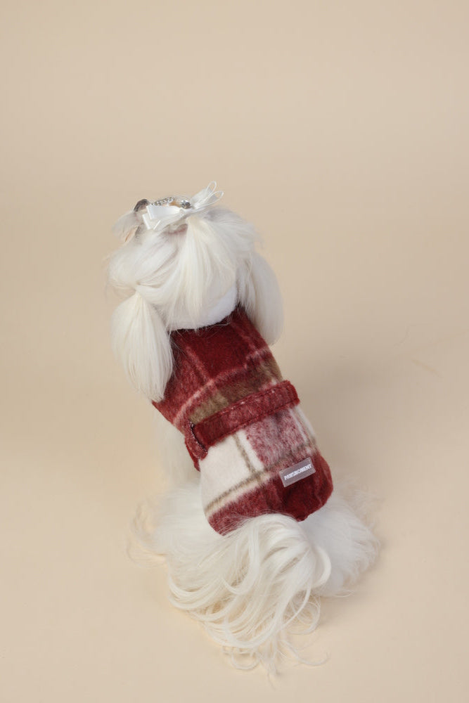 PAWSMOMENT Wool-Blend Dog Cape Coat - Red