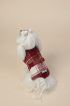 PAWSMOMENT Wool-Blend Dog Cape Coat - Red