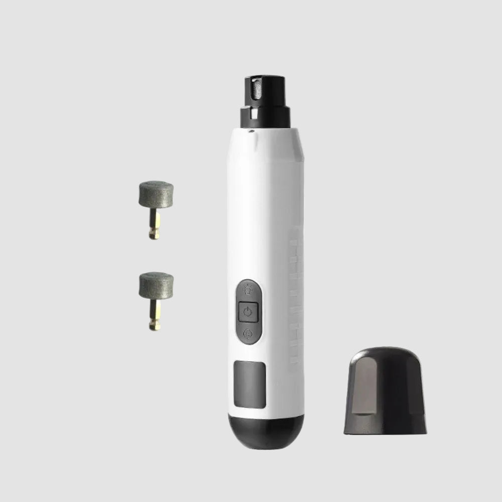 White electronic device with black accents and attachments on a white background