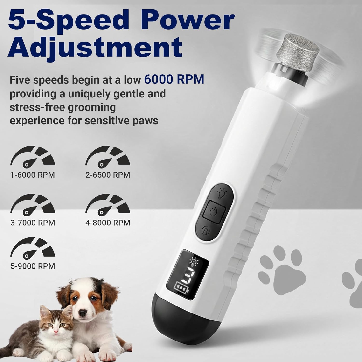 Pet Nail Grinder with LED Light for Dogs & Cats