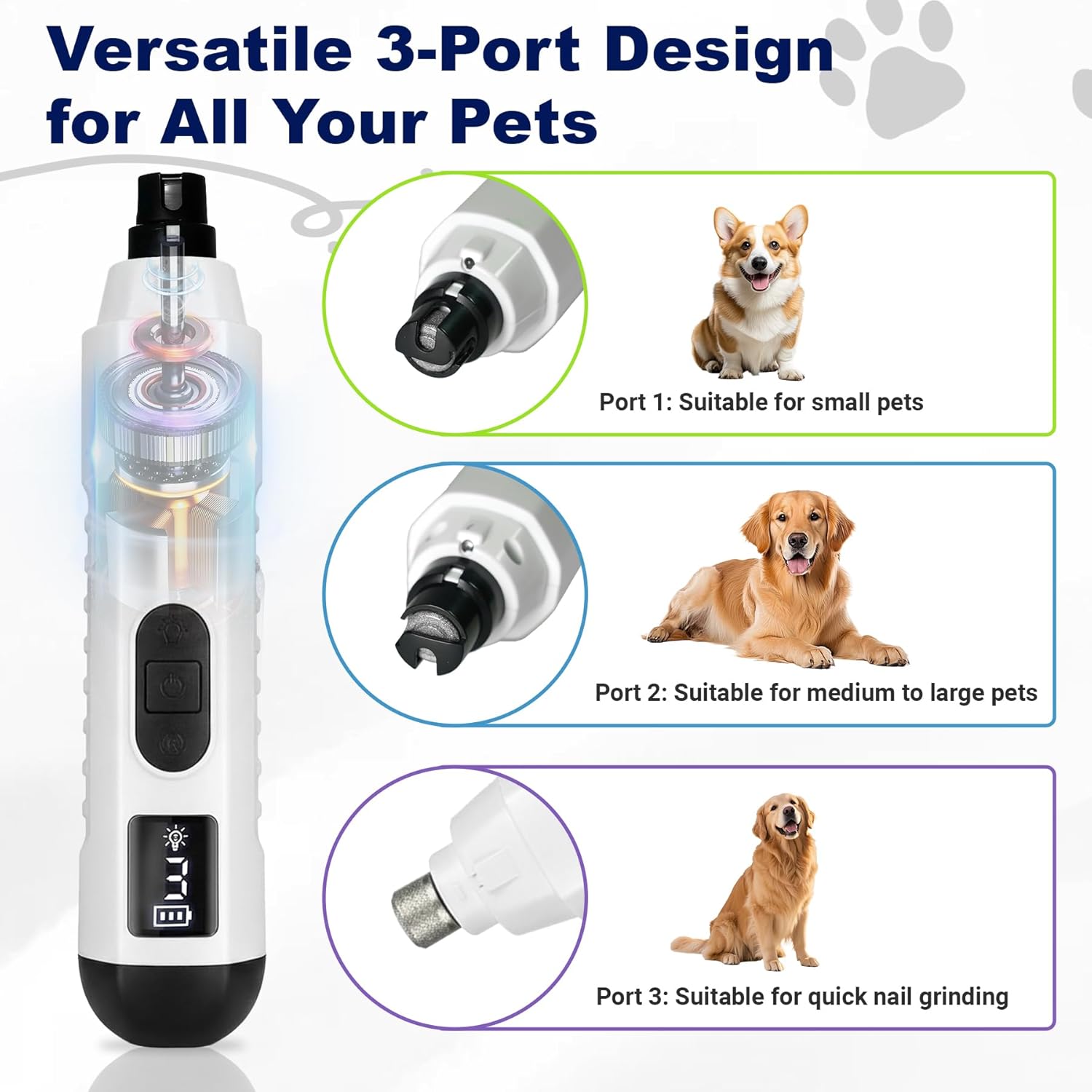 Pet Nail Grinder with LED Light for Dogs & Cats